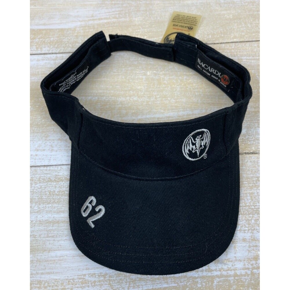 Bacardi Rum Promotional Visor 62 Black Adjustable Bat Logo 2007 NEW